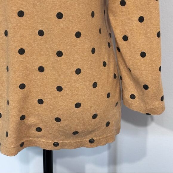 Land's End | Women’s Tan Black Polka Dot Boat Neck Cotton Sweater Top Size S - Picture 12 of 15